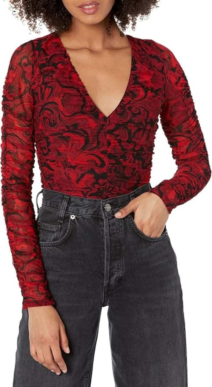 Guess long sleeve Luna shirred top y2k girlhoodcore coquette medium NWT